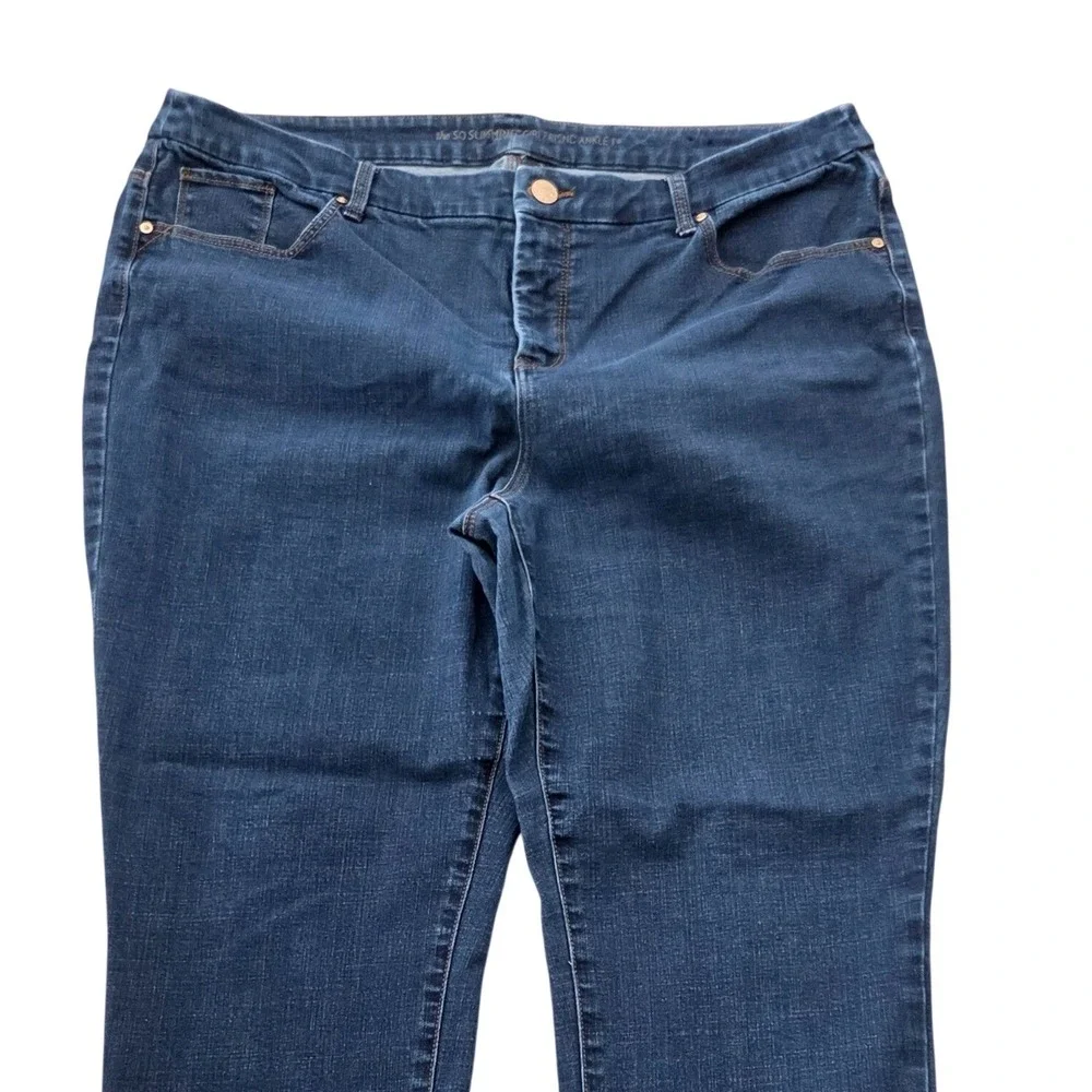 Chicos So Slimming Girlfriend Ankle Jeans Blue Denim Dark Wash Size 3 16 XL